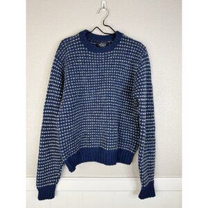 Vintage Woolrich Birdseye Heart Wool Sweater Made in USA Navy Blue Men's Large
